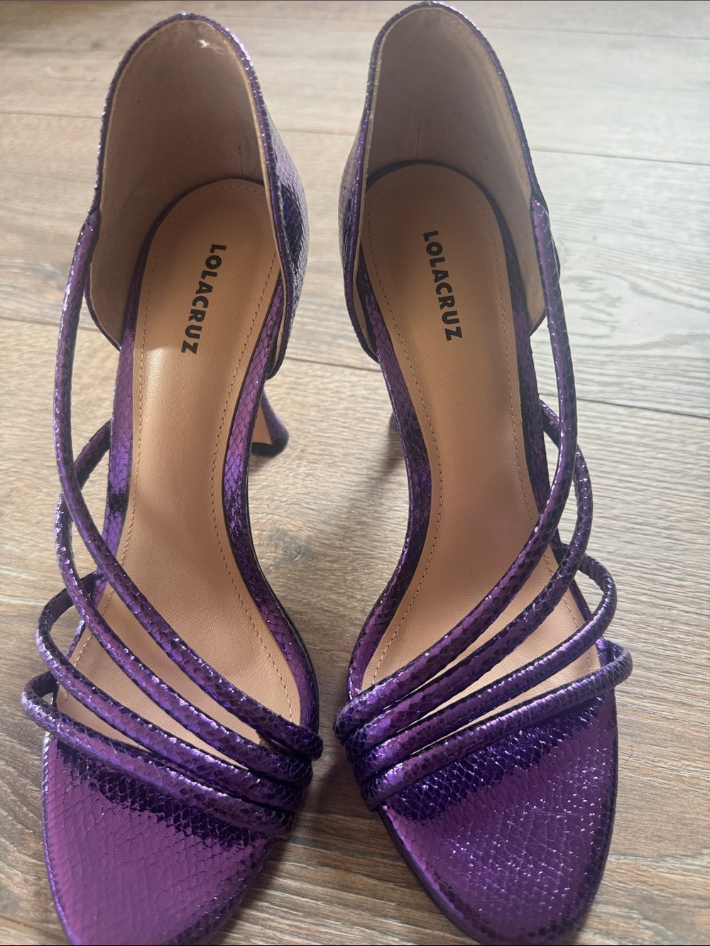 Lola Cruz Purple Strappy High Heel Sandals